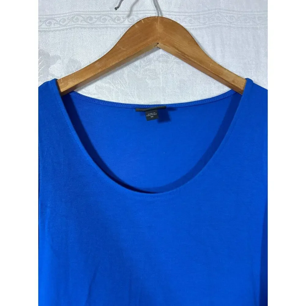 J Jill Wearever Tank Dress XS Blue Midi Maxi Ruffle Stretch Travel Jersey - Picture 4 of 9